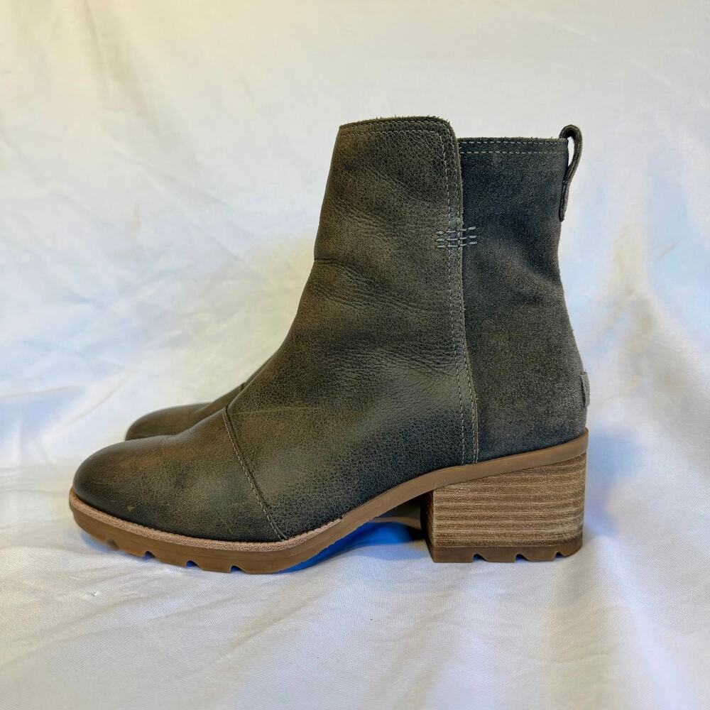 Sorel Cate Waterproof Suede Leather Ankle Booties Ash Brown Womens 8.5